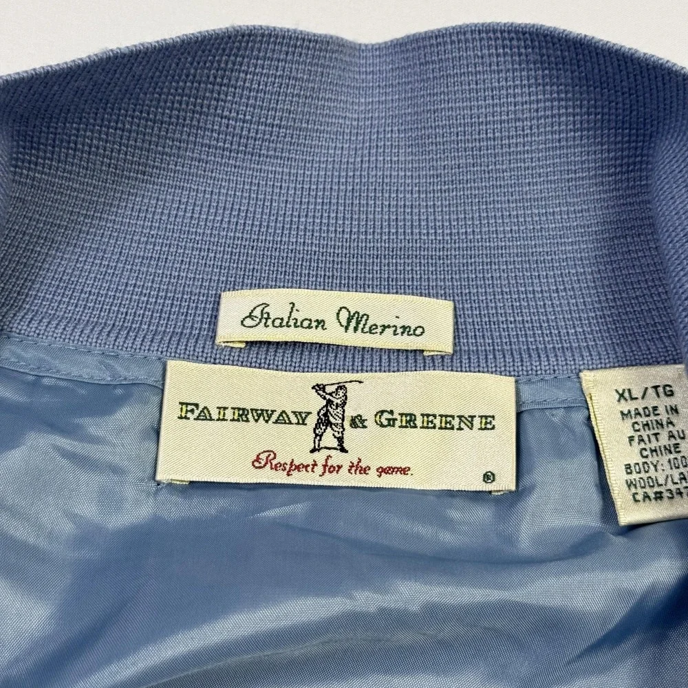 Fairway & Greene Sweater Vest Mens Extra Large Blue Argyle Quarter Zip Golf‎